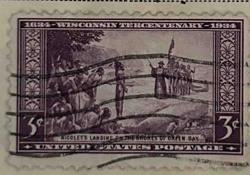 1934 Wisconsin Tercentenary 3 Cent Stamp - Nicolet's Landing