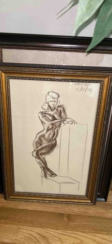 Framed Figural Drawing of Female Nude by Jackson (1940)