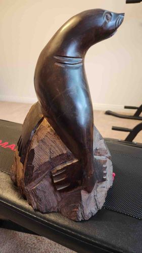 Carved Wooden Sea Lion Sculpture