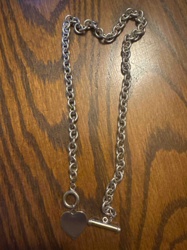 Stainless Steel Heart Toggle Closure Chain Necklace