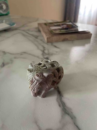 Lattice Carved Soapstone Elephant Sculpture