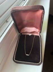 Gold Chain Necklace with Three White Cabochon Stones in a 'HOLMES' Branded Box