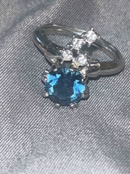 Gemstone Cluster Ring with Blue Center Stone