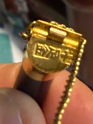 Gold-Toned Jewelry Clasp with Asian Markings
