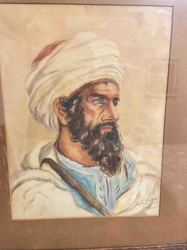 Watercolor Portrait of a Man in a Turban