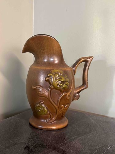 Art Pottery Pitcher with Floral Relief