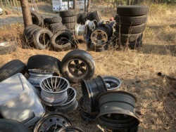 Assorted Automotive Tires and Rims (Scrap Pile)