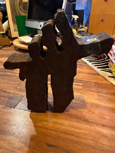 Abstract Brutalist Metal Sculpture