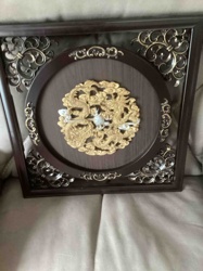 Framed Two-Tone Gold and Silver Dragon Embellished Wall Panel