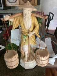East Asian-Style Figurine with Shoulder Pole and Buckets