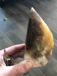 Polished Natural Mineral Specimen (Amber/Brown/White Banded)
