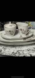 Vintage Creamer and Lidded Sugar Set with Floral Motif and Gold Trim