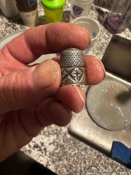 Antiqued Sterling Silver Thimble with Embossed Band