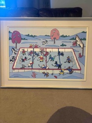 Folk Art Painting: 'Critter Hockey'