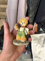 Boy Teddy Bear Figurine with Books and Apple