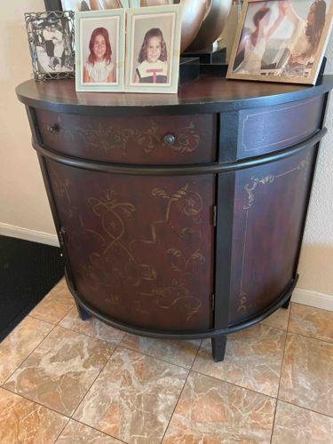 Demilune Hand-Painted Accent Cabinet