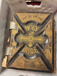 Antique Ornate Holy Bible with Metal Clasp