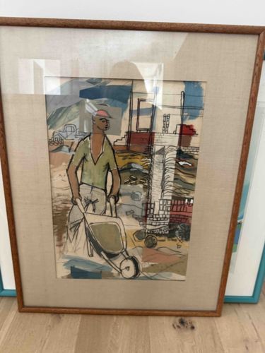 Mid-Century Modernist Mixed Media Construction Scene