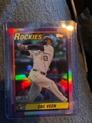 Zac Veen Topps Purple Chrome Baseball Rookie Card