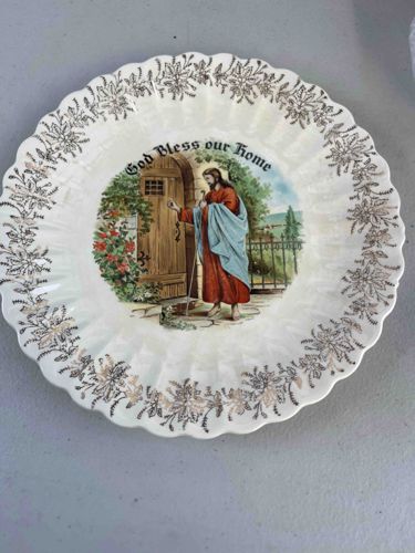 Religious Decorative Plate (God Bless Our Home with Jesus at Door)