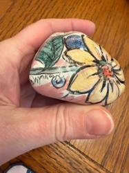 Painted Garden Rock with Floral Design