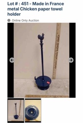 French Metal Rooster Paper Towel Holder