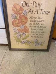 Framed 'One Day At A Time' Motivational Print with Floral Illustration