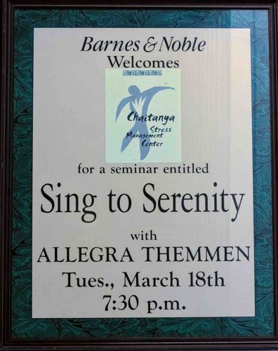 Framed Barnes & Noble Event Poster: Sing to Serenity with Allegra Themmen