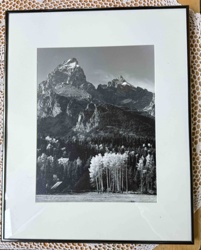 Framed Black and White Photographic Print of Mountain Landscape