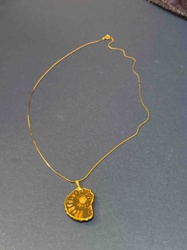 Gold-Colored Necklace with Fossil Ammonite Pendant