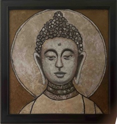 Textured Buddha Head Painting with Halo