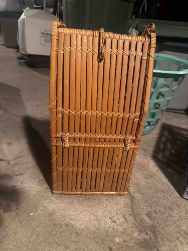 Bamboo and Woven Reed Laundry Hamper