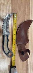 Custom-Made Damascus Steel Karambit Knife with Leather Sheath
