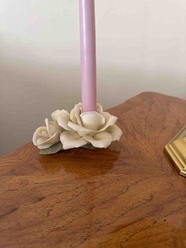 Floral Porcelain Candlestick Holder