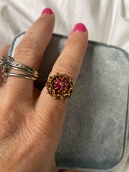 Vintage Gold Dome Ring with Ruby Cluster