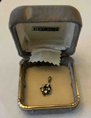 14 Karat Gold Gemstone Cluster Pendant