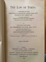 The Law of Torts, Ninth Edition by Sir Frederick Pollock