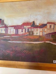 Textured Village Landscape Painting