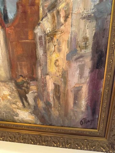 Impressionistic Cityscape Oil Painting by O. Tilly
