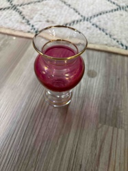 Ruby Red and Gold Trim Miniature Glass Vase