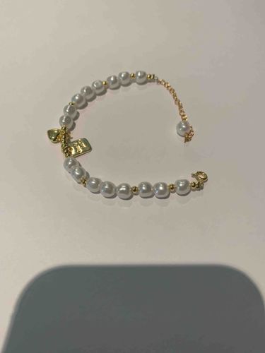 Pearl and Gold-Tone Beaded Bracelet with Charms