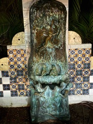 Figural Bronze or Cast Metal Fountain with Shell Basin