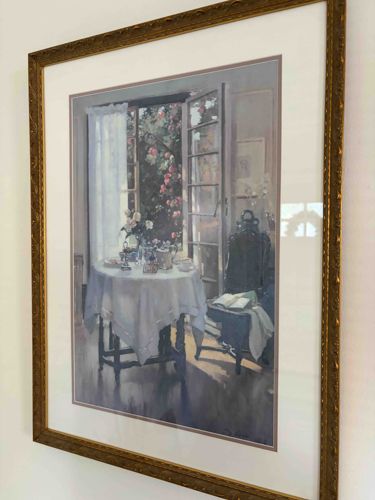 Interior Scene with Open Window and Tea Setting Print