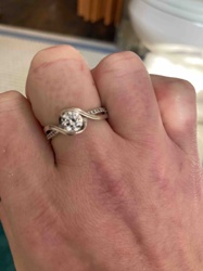 Modern Bypass Solitaire Ring with Pavé Accents