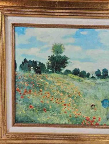 Framed Impressionistic Landscape Painting (Poppy Field)
