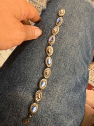 Costume Bracelet with Blue Cabochons
