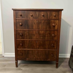 Antique Oak and Burl Veneer Chest of Drawers