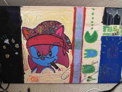 Mixed Media "Thug Sonic" on Wood Panel
