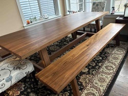 Live Edge Style Dining Table and Bench Set