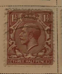 King George V 'Three Halfpence' Postage and Revenue Stamp